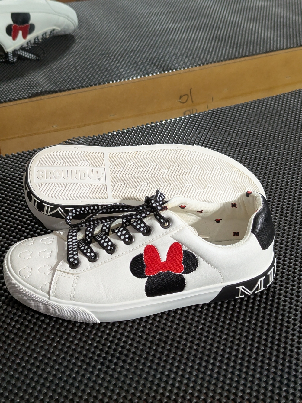 Disney White Sneakers with Black & Red Minnie Accent